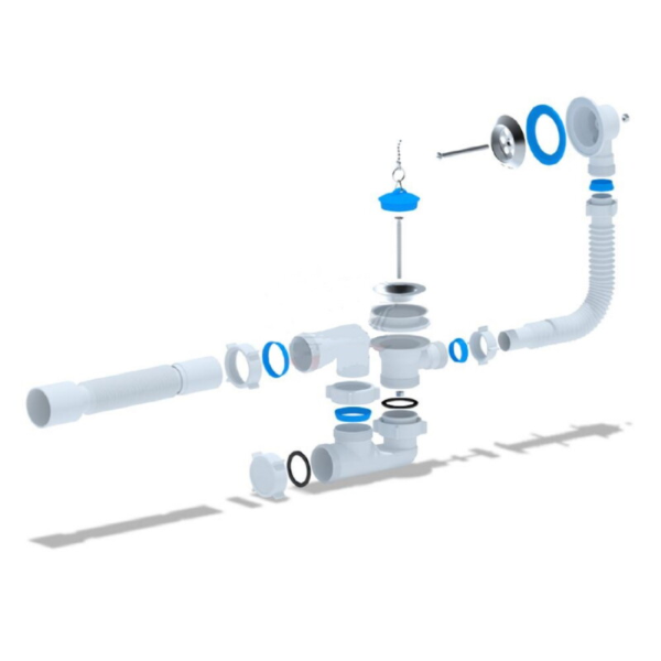 Детальное изображение E055 Сифон для ванны с выпуском и переливом 1 1/2"x40, с гибкой трубой 40/50, Ани Пласт в интернет-магазине THERM.BY