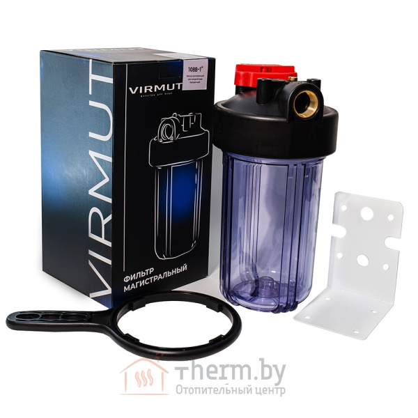 Детальное изображение Магистральный фильтр для холодной воды VIRMUT МФП-10ББ, 1" (прозрачный) в интернет-магазине THERM.BY