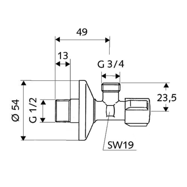 Детальное изображение Вентиль угловой 1/2" х 3/4" Schell COMFORT 03 300 06 99 в интернет-магазине THERM.BY