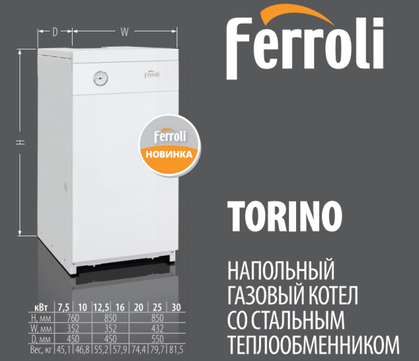 Детальное изображение Газовый котел FERROLI TORINO 25 в интернет-магазине THERM.BY