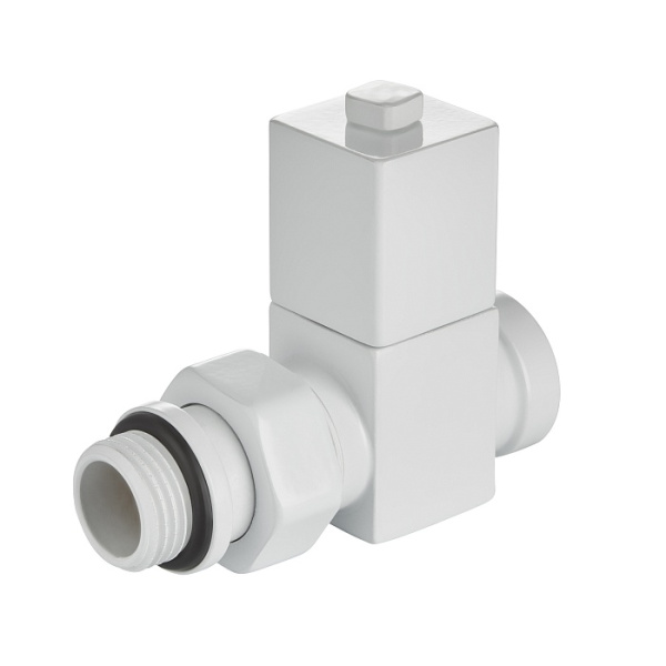 Детальное изображение Набор дизайн-вентилей Royal Thermo CUBE, прямой (белый) 1/2" в интернет-магазине THERM.BY