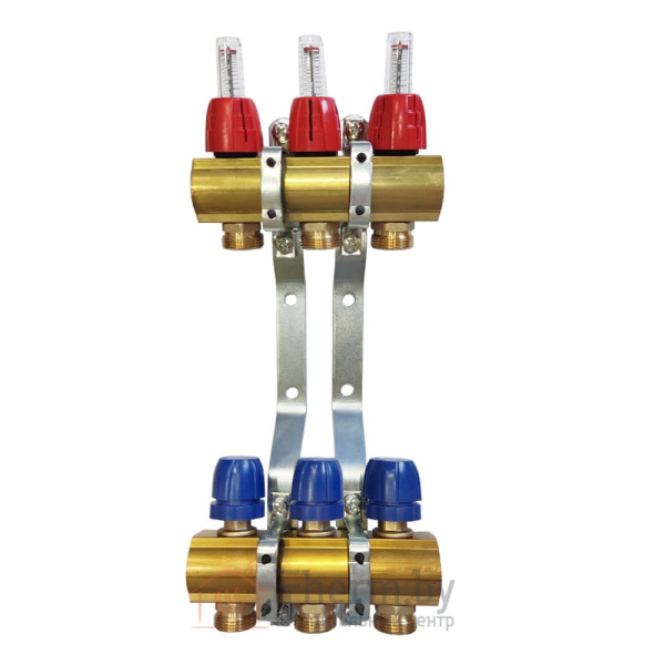 Детальное изображение Коллектор для теплого пола латунный Capricorn Optimum 1 на 3 выхода арт. 9-3655-003-92-22-13 в интернет-магазине THERM.BY