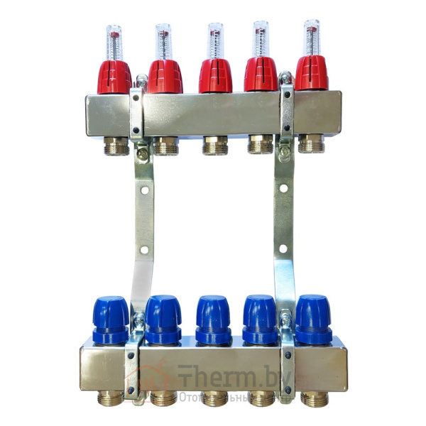 Детальное изображение Коллектор для теплого пола Capricorn Optimum 1 на 5 выходов арт. 9-3955-005-92-24-12 в интернет-магазине THERM.BY