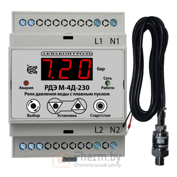 Детальное изображение Реле давления на DIN рейку с плавным пуском РДЭ-М-4Д-230-7-10 (4-20 мА, 2.5 кВт) Акваконтроль в интернет-магазине THERM.BY