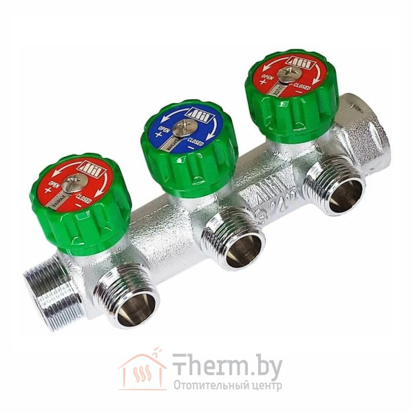 Детальное изображение Коллектор регулирующий на 3 выхода 3/4" х 1/2" под евроконус, Millennium арт. MKRK33412 в интернет-магазине THERM.BY