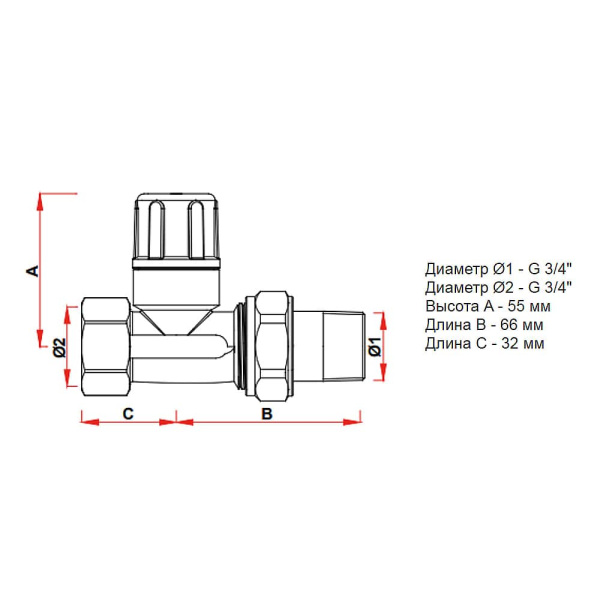 Детальное изображение Вентиль запорный прямой 3/4" ВР для радиатора FAR арт. FV 1400 34 в интернет-магазине THERM.BY