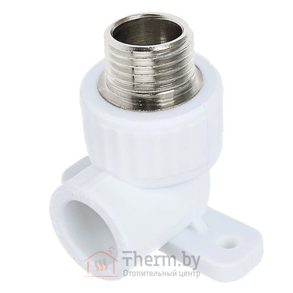 Детальное изображение Угол ПП (полипропиленовый) с креплением 25 х 3/4" НР белый VALFEX в интернет-магазине THERM.BY