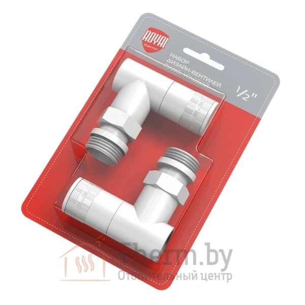 Детальное изображение Набор дизайн-вентилей Royal Thermo PIANO, угловой (белый) 1/2" в интернет-магазине THERM.BY