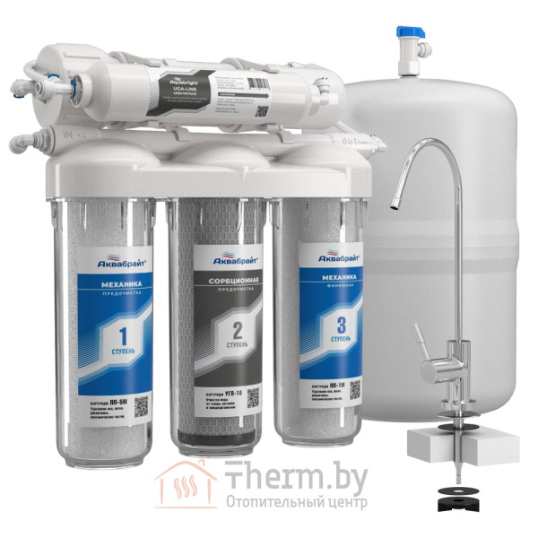 Детальное изображение Система очистки воды с обратным осмосом Аквабрайт АБФ-ОСМО-5 в интернет-магазине THERM.BY