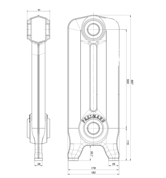 Детальное изображение Радиатор чугунный Радимакс Windsbold 500 [1 секция] в интернет-магазине THERM.BY