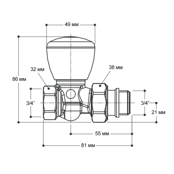 Детальное изображение Клапан ручной прямой для радиаторов 3/4" GIACOMINI R6TG арт. R6X034 в интернет-магазине THERM.BY