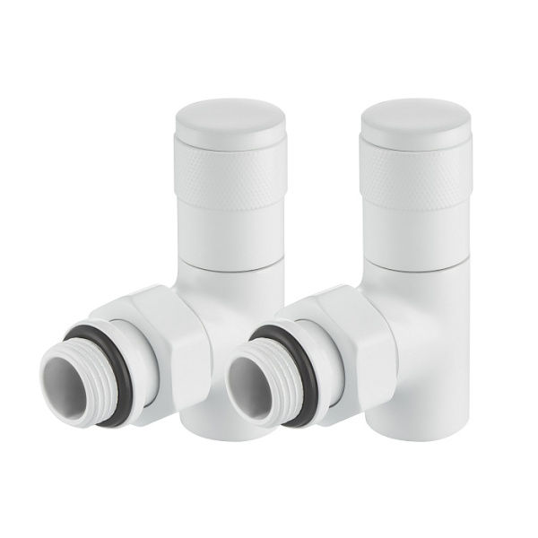 Детальное изображение Набор дизайн-вентилей Royal Thermo PIANO, угловой (белый) 1/2" в интернет-магазине THERM.BY