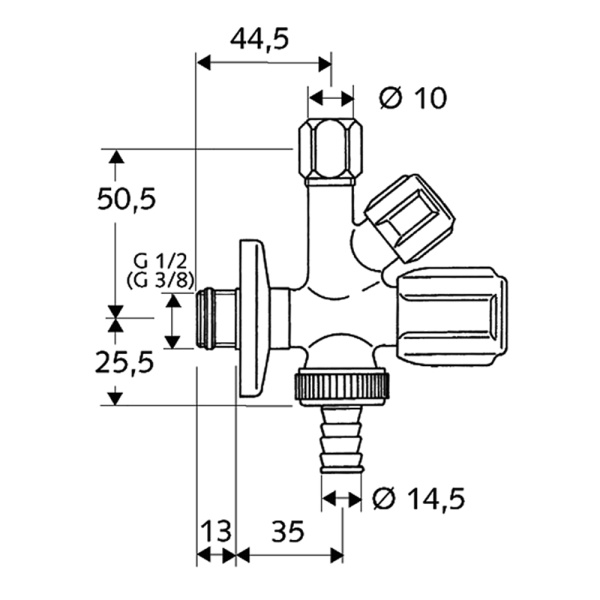 Детальное изображение Вентиль угловой комбинированный 1/2" х 3/8" х 3/4" Schell COMFORT 03 545 06 99 в интернет-магазине THERM.BY