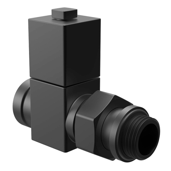 Детальное изображение Набор дизайн-вентилей Royal Thermo CUBE, прямой (черный) 1/2" в интернет-магазине THERM.BY