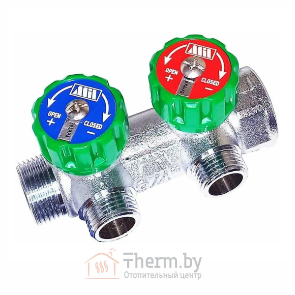 Детальное изображение Коллектор регулирующий на 2 выхода 3/4" х 1/2" под плоское уплотнение, Millennium арт. MKRP23412 в интернет-магазине THERM.BY