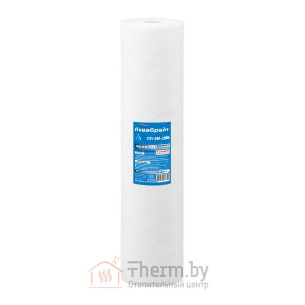 Детальное изображение Картридж из вспененного полипропилена Аквабрайт 5 мкр. ПП-5М-20ББ в интернет-магазине THERM.BY