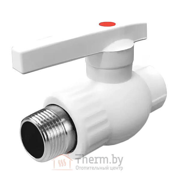 Детальное изображение Кран шаровой ПП (полипропиленовый) полнопроходной 20 мм х 1/2" НР белый VALFEX в интернет-магазине THERM.BY