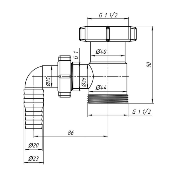 Детальное изображение М110 / Отвод стиральной машины 1 1/2"*1 1/2", АНИ-ПЛАСТ в интернет-магазине THERM.BY
