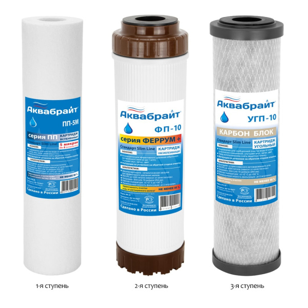 Детальное изображение Трехступенчатая система очистки воды Аквабрайт АБФ-ТРИА - АНТИЖЕЛЕЗО с отдельным краном в интернет-магазине THERM.BY