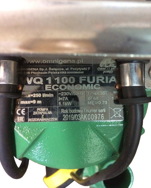 Детальное изображение Фекальный насос Omnigena WQ 1100 FURIA ECONOMIC с измельчителем в интернет-магазине THERM.BY