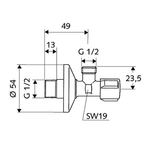 Детальное изображение Вентиль угловой 1/2" х 1/2" Schell COMFORT 05 217 06 99 в интернет-магазине THERM.BY