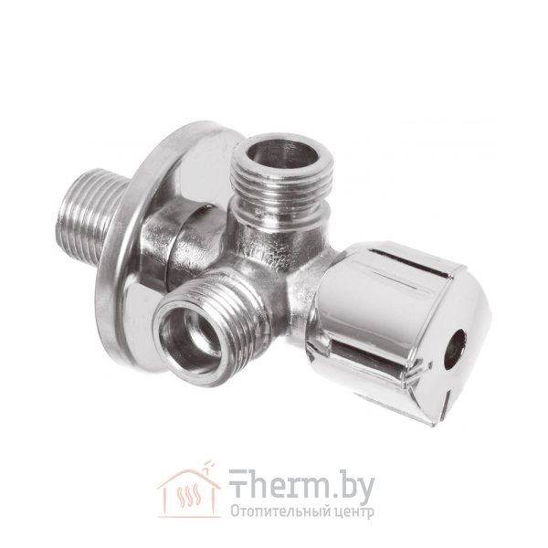 Детальное изображение Кран шаровой угловой 3-х ходовой 1/2" х 3/4" х 3/4" для стиральных и посудомоечных машин TWIN arco арт. CQ4107 в интернет-магазине THERM.BY