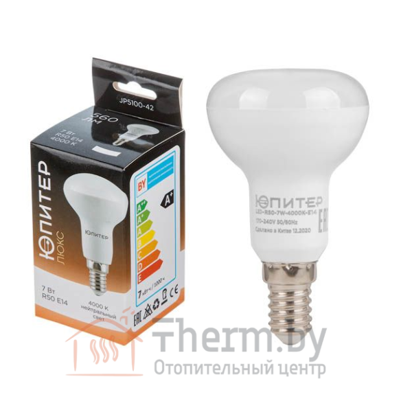 Детальное изображение Лампа светодиодная R50 7 Вт 170-240В E14 3000К ЮПИТЕР ЛЮКС, арт. JP5100-32 в интернет-магазине THERM.BY