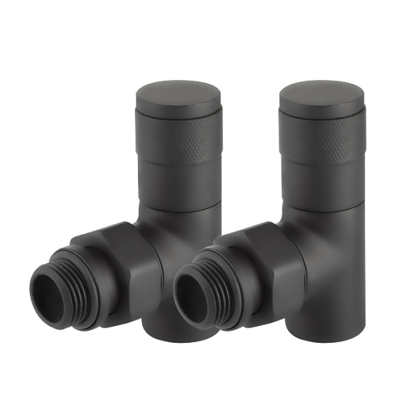 Детальное изображение Набор дизайн-вентилей Royal Thermo PIANO, угловой (черный) 1/2" в интернет-магазине THERM.BY