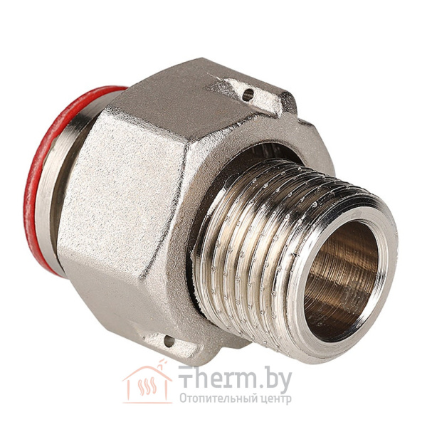 Детальное изображение Полусгон с накидной гайкой 3/4" ВР х 1/2" НР с отверстием под пломбу Valtec в интернет-магазине THERM.BY