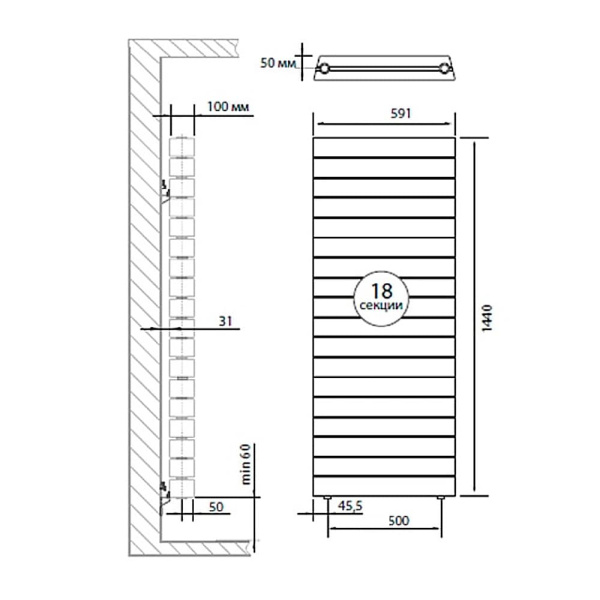 Детальное изображение Биметаллический радиатор PianoForte Tower 500 Silver Satin 18 секций Royal Thermo в интернет-магазине THERM.BY