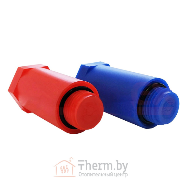 Детальное изображение Пробки удлиненные ПП (полипропиленовые, 2шт) 1/2" НР синяя и красная VALFEX в интернет-магазине THERM.BY