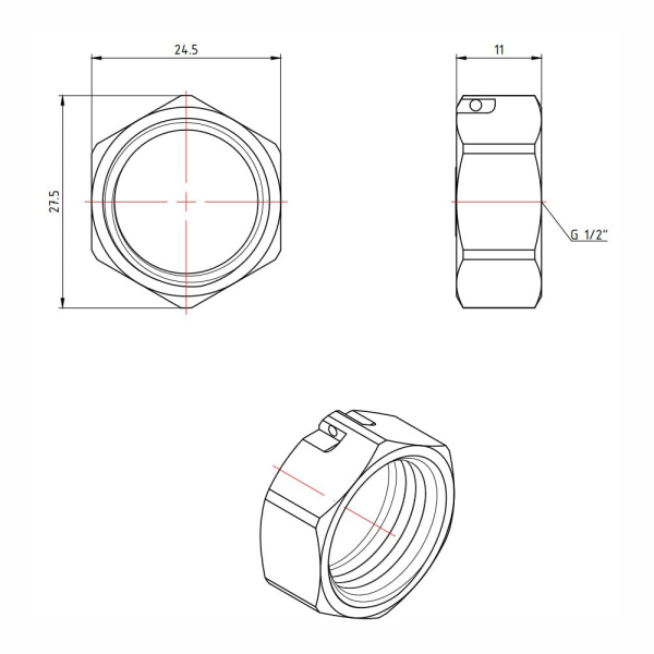 Детальное изображение Заглушка с ушком для пломбировки 1/2" ВР Valtec арт. VTr.603.N.0004 в интернет-магазине THERM.BY