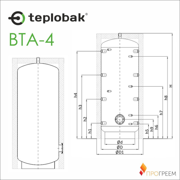 Детальное изображение Буферная емкость Теплобак ВТА-4 [3000 л] в интернет-магазине THERM.BY