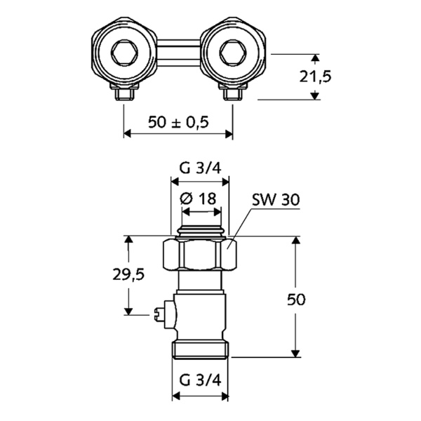 Детальное изображение Клапан двухтрубный прямой 3/4" Schell 14 199 04 99 в интернет-магазине THERM.BY