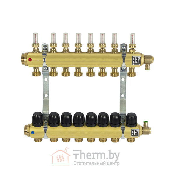 Детальное изображение Коллектор латунный для теплого пола на 8 контуров Afriso арт. 90 518 00 в интернет-магазине THERM.BY