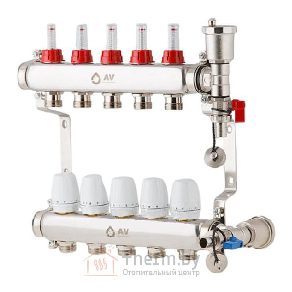 Детальное изображение Коллекторная группа для теплого пола на 5 выходов AV Engineering AVE136 арт. AVE13600105 в интернет-магазине THERM.BY