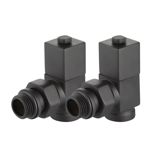 Детальное изображение Набор дизайн-вентилей Royal Thermo CUBE, угловой (черный) 1/2" в интернет-магазине THERM.BY