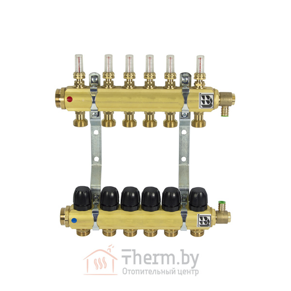 Детальное изображение Коллектор латунный для теплого пола на 6 контуров Afriso арт. 90 516 00 в интернет-магазине THERM.BY