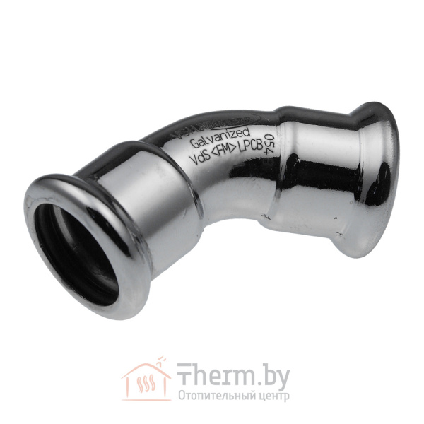 Детальное изображение Пресс угол 45° двухраструбный 22 х 22 мм KAN-therm Steel оцинкованная сталь арт. 1509068008 в интернет-магазине THERM.BY