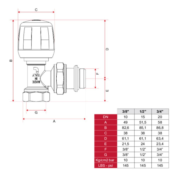 Детальное изображение Вентиль радиаторный угловой с уплотнительным кольцом 1/2" Itap 394 S арт. 3940012S в интернет-магазине THERM.BY