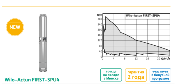 Детальное изображение Погружной скважинный насос WILO Actun First - SPU 4.03-16-b/XI4 в интернет-магазине THERM.BY