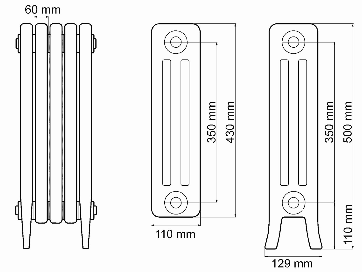 Радиатор чугунный Радимакс Loft 350 [1 секция]