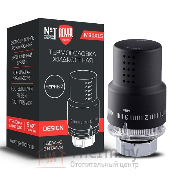 Детальное изображение Головка термостатическая Royal Thermo Design М30х1,5 (черный) в интернет-магазине THERM.BY