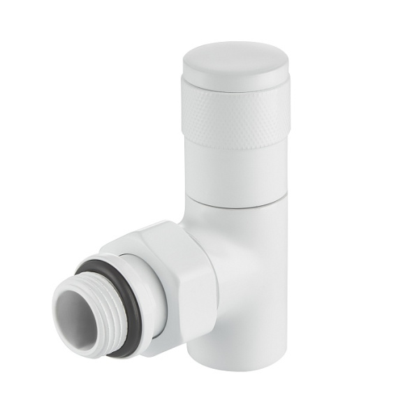 Детальное изображение Набор дизайн-вентилей Royal Thermo PIANO, угловой (белый) 1/2" в интернет-магазине THERM.BY