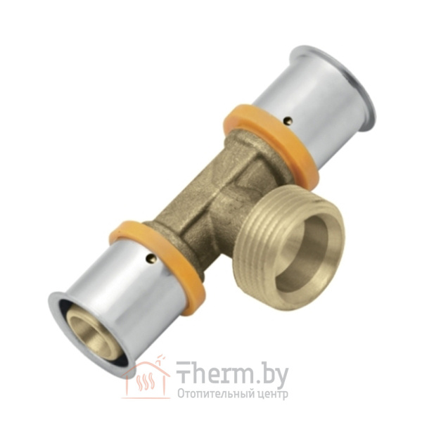 Детальное изображение Пресс тройник латунный 25 х 2.5 х 3/4" х 25 х 2.5 наружная резьба KAN-Therm арт. 1009259037 в интернет-магазине THERM.BY