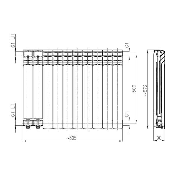 Детальное изображение Радиатор алюминиевый Armatura G500F/10 в интернет-магазине THERM.BY