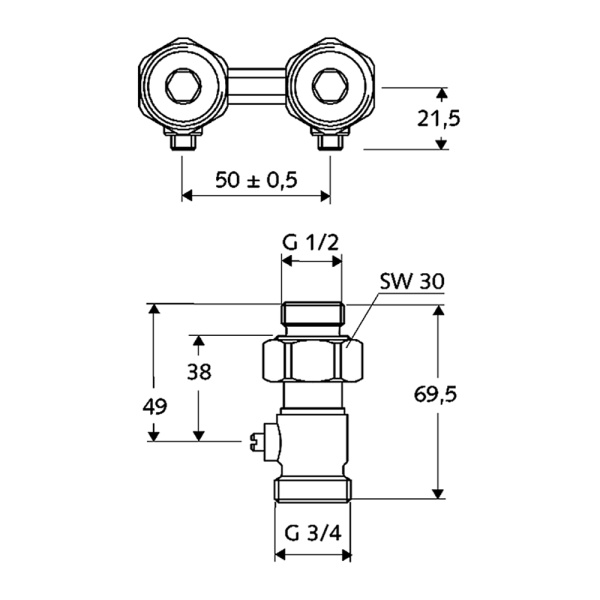 Детальное изображение Клапан двухтрубный прямой 1/2" Schell 14 197 04 99 в интернет-магазине THERM.BY