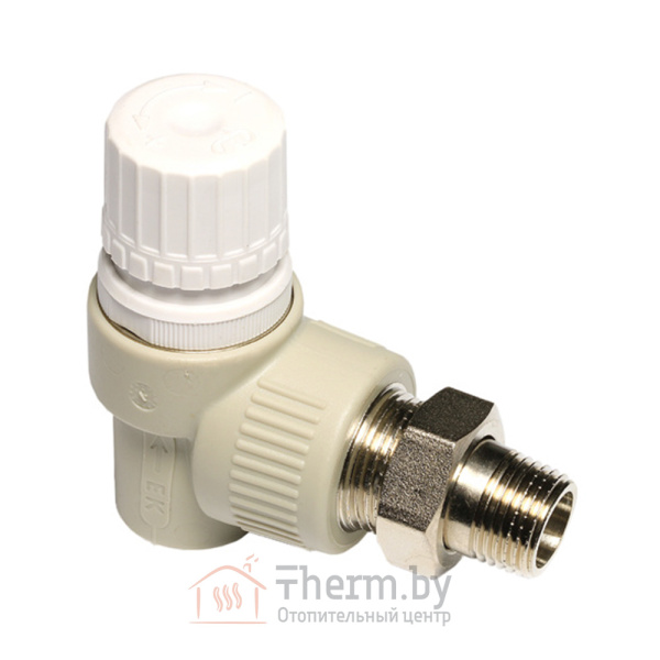 Детальное изображение Кран ПП термостатический угловой 20 х 1/2"НР Wavin Ekoplastik Чехия в интернет-магазине THERM.BY