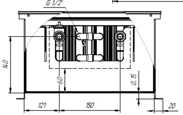 габариты внутрипольного конвектора НТ-В-4-20-42