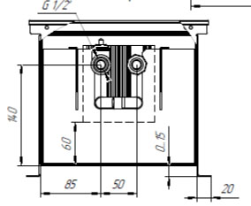 габариты внутрипольного конвектора НТ-В-2-20-25